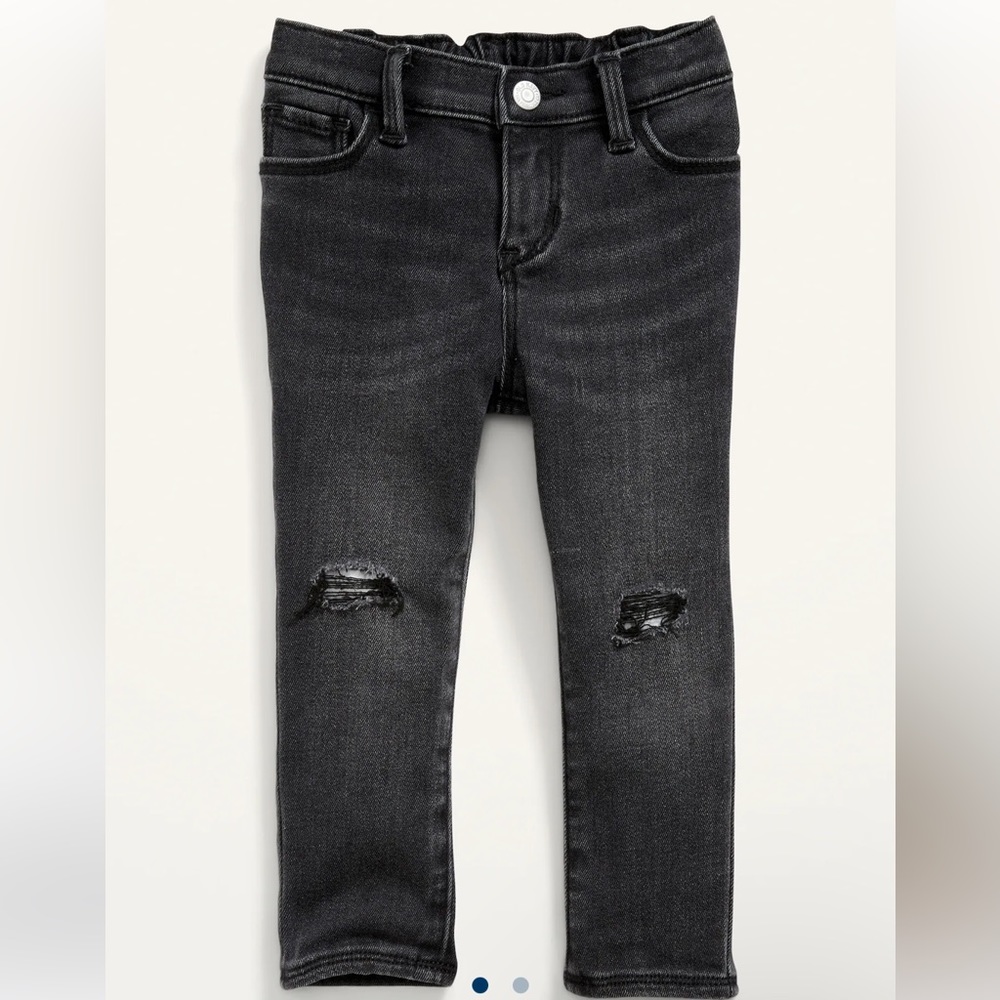 OLD NAVY Unisex Rockstar‎ 360° Stretch Black-Wash Ripped Jeggings